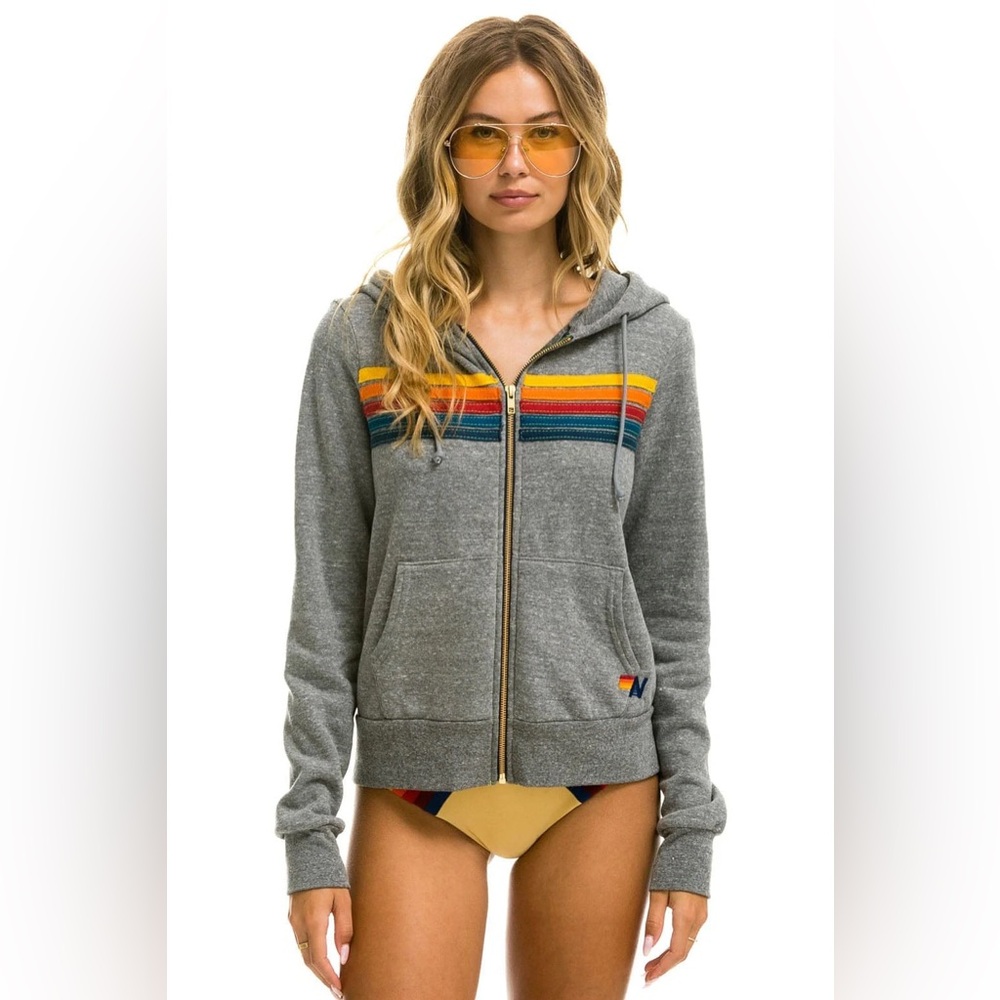 Aviator Nation Grey Zip Up Hoodie